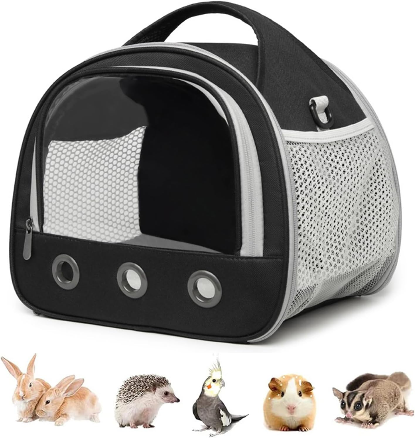 Small Animal Transport Bag Guinea Pig Travel Transport Cage with Transparent Window for Bird Rat Guinea Pig Squirrel Transparent Window Hamster Cage