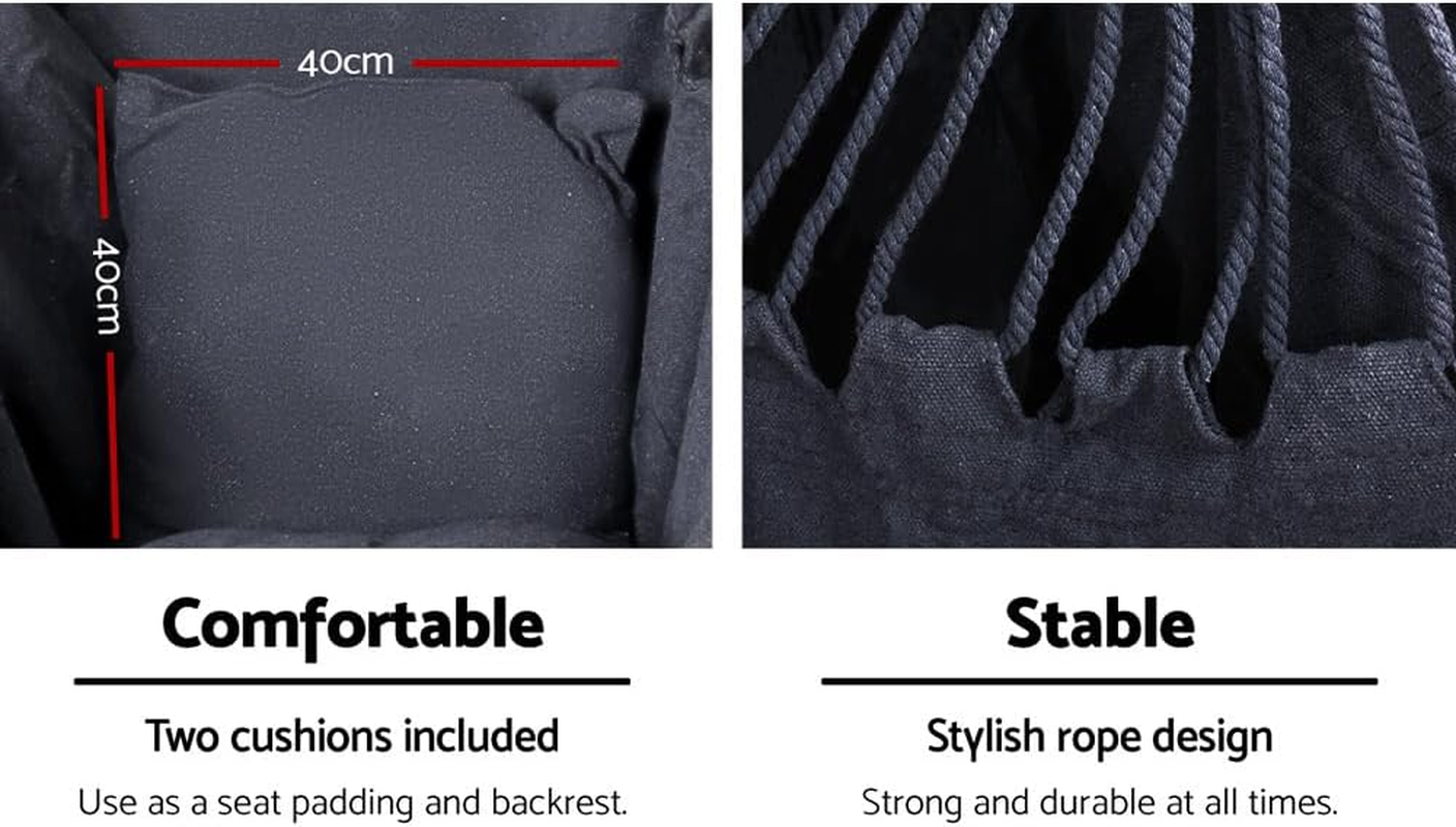 Gardeon Hammock, Single Size Chair Portable Camping Swing Hanging Chairs Hammocks Patio Backyard Porch Outdoor Indoor Furniture, with 2 Cushions Pillows Easy Installation Grey image number 3