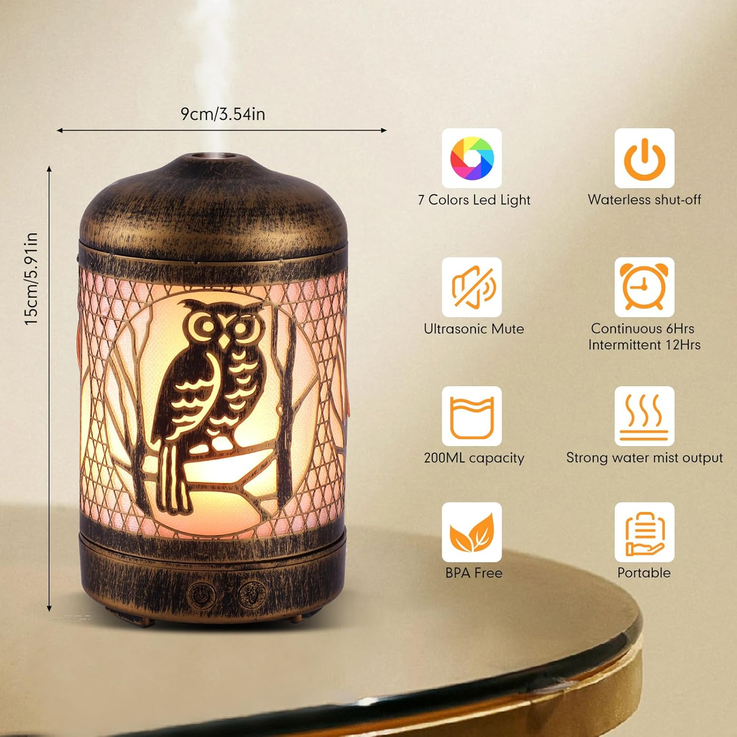 Owl Essential Oil Diffuser,Aromatherapy Diffuser Air Led Diffuser Infuser Aroma Diffuser Small Light Mini Diffuser Oil Machine Essential Oils for Diffusers for Home Large Room Office image number 1