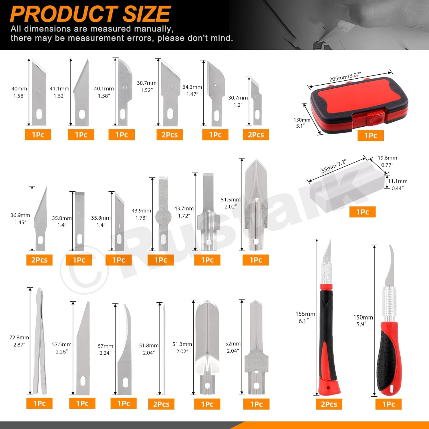 30Pcs Precision Craft Knife Hobby Knife Set with Art Knife Blades, Handles, Tweezers and Sharping Stone, Professional Art Exacto Knife for Plastic Wood Leather Art Carving Crafting image number 3