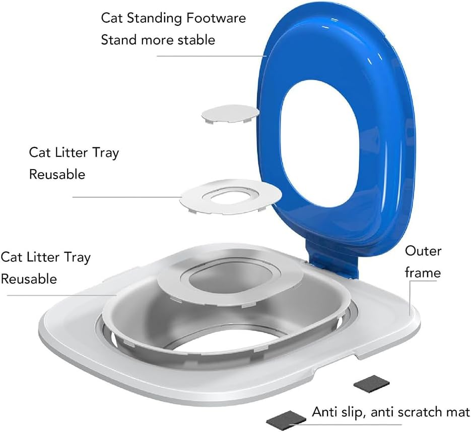 Cat Toilet Training Kit,Reusable Cat Toilet Trainer Urinal Removable Pet Toilet Training System,Professional Kitty Toilet Trainer Urinal Seat with Extra Tray,Teach Cat to Use Toilet image number 4