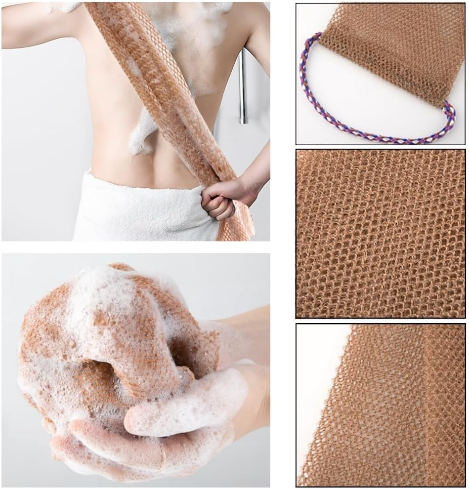 Afzoryxn 2 Pcs African Bath Net Sponge,African Exfoliating Net Washcloth,African Net Sponge,Bathing Sponge Net,Long African Bath Sponge,African Exfoliating Net for Skin Smoother Daily Use.(Coffee Brown+White) image number 2