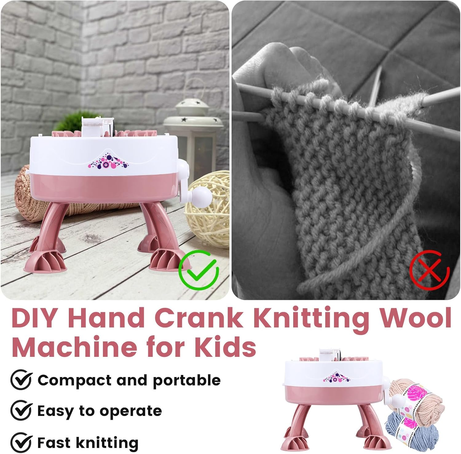 Smart Knitting Machine - 22 Needles Double Knitting Kit with Hand Crank for Beginners and Adults, DIY Scarf and Hat Maker image number 6