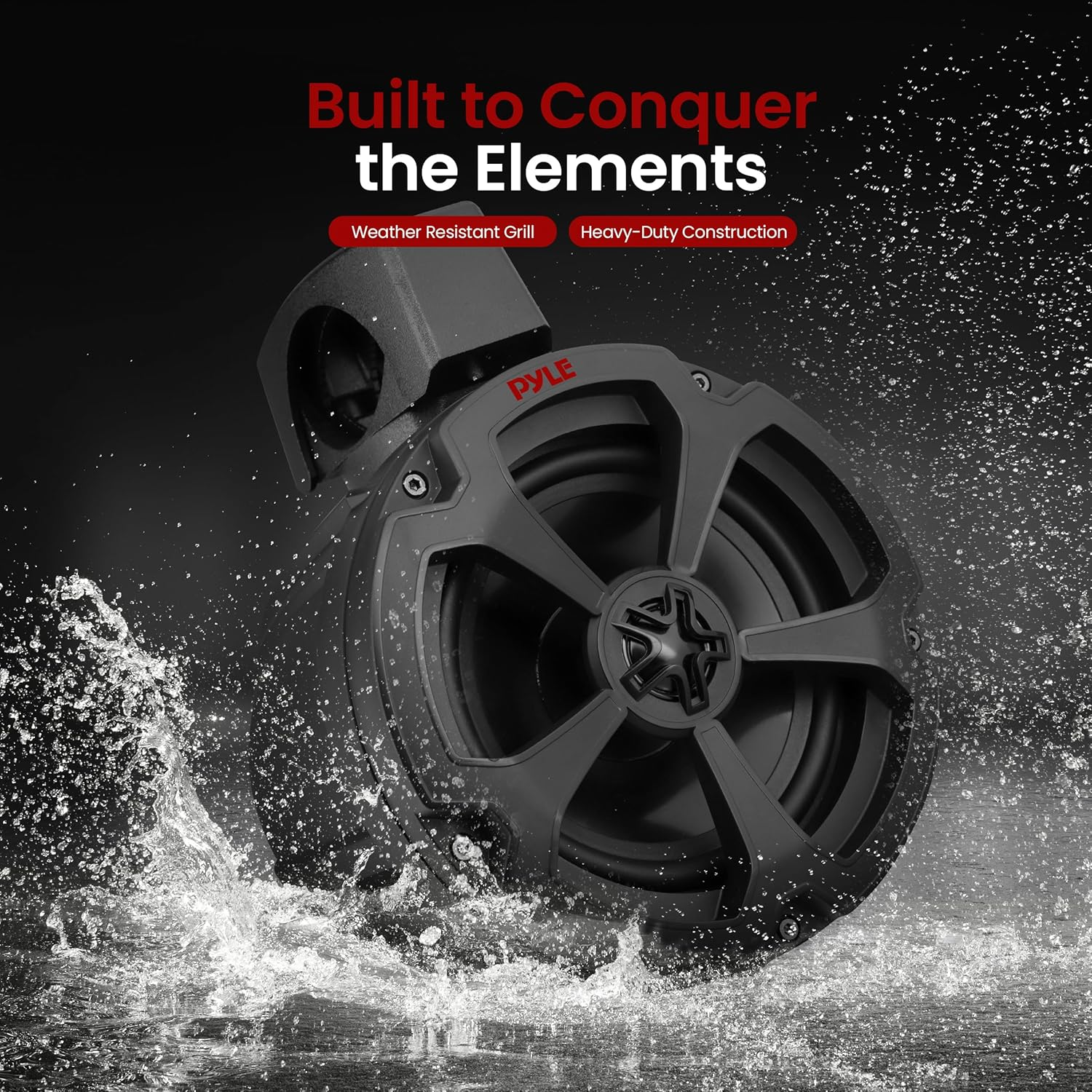 Pyle Water-Resistant Marine off Road Speakers - UTV Compact Powersport Vehicle Speaker System 1200 Watt, Compact & High-Powered Output image number 2