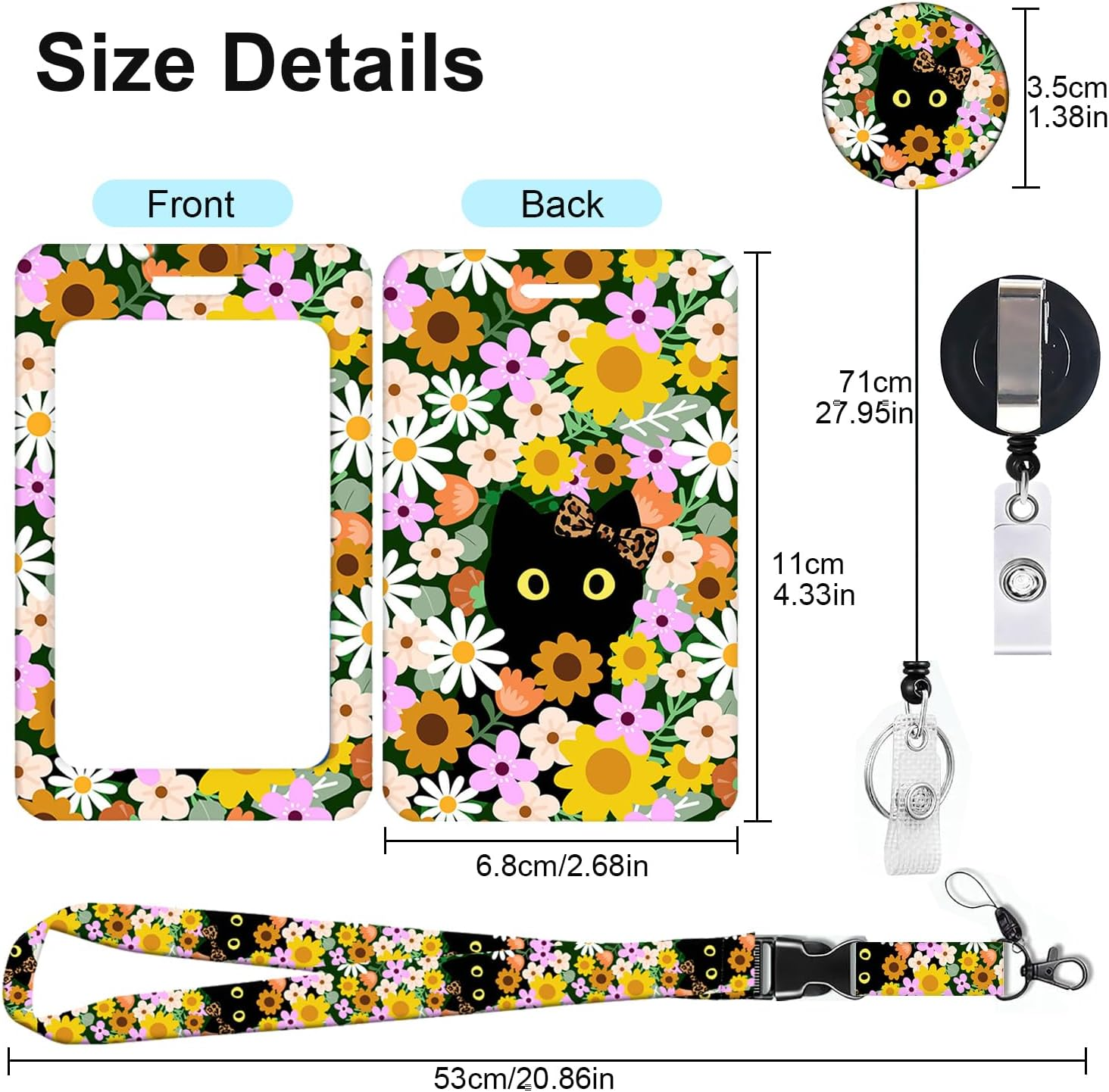 Zurligi 2 Pcs ID Card Holder with Detachable Lanyard, Retractable Badge Reel, Ideal for Office Workers, Students, Teachers, Nurses & Healthcare Professionals, Ideal for ID Badges, Keys image number 1