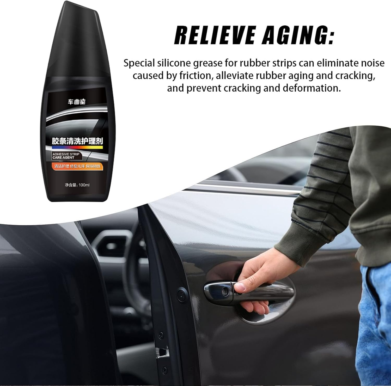 Rubber Seal Conditioner Spray,Car Lubricant Agent and Seal Strip Conditioner | Automotive Grease, Silicone Lubricant Spray, Multi-Purpose for Trunks, Rubber Seal, Window Helves image number 4