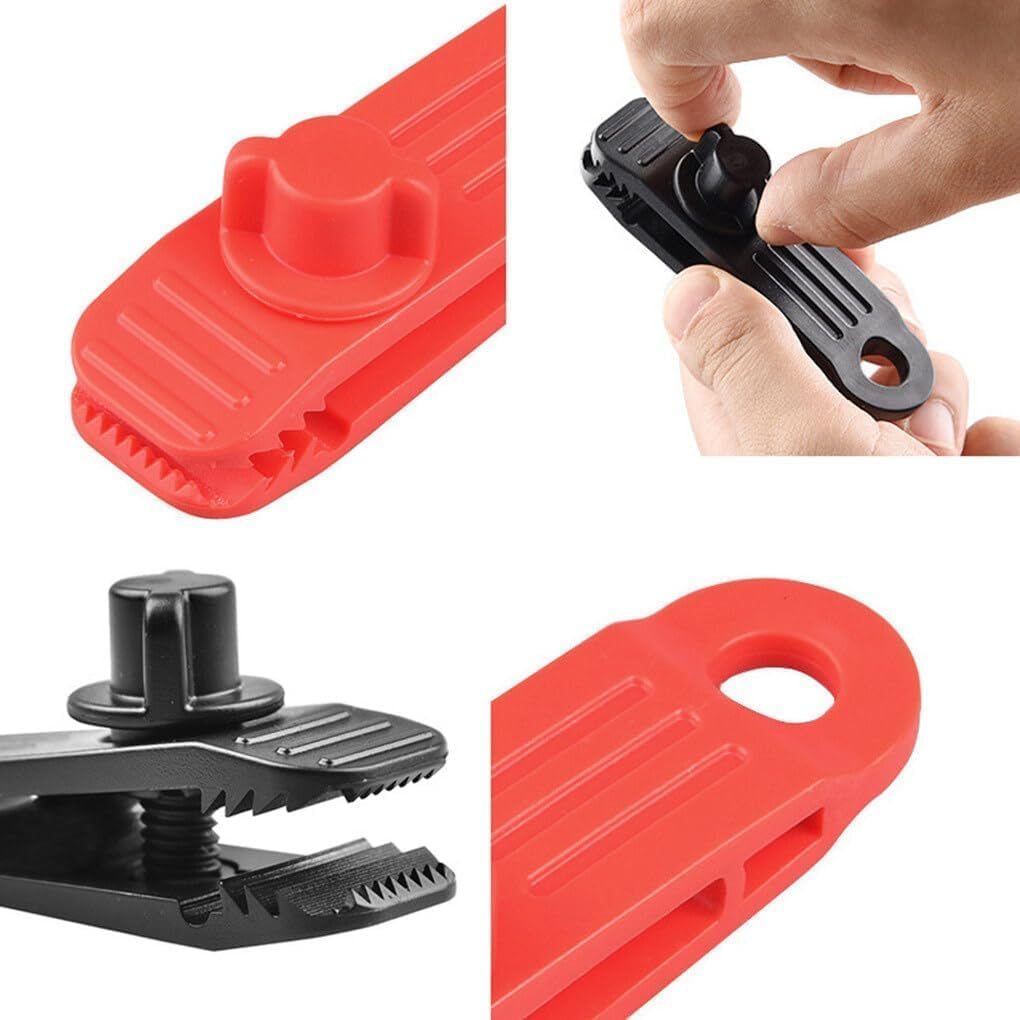 10 Pieces Camping Hiking Picnicking Tent Tarp Fasteners Windproof Awning Wind Rope Clip Fastening Clamps Outdoor Equipment image number 3