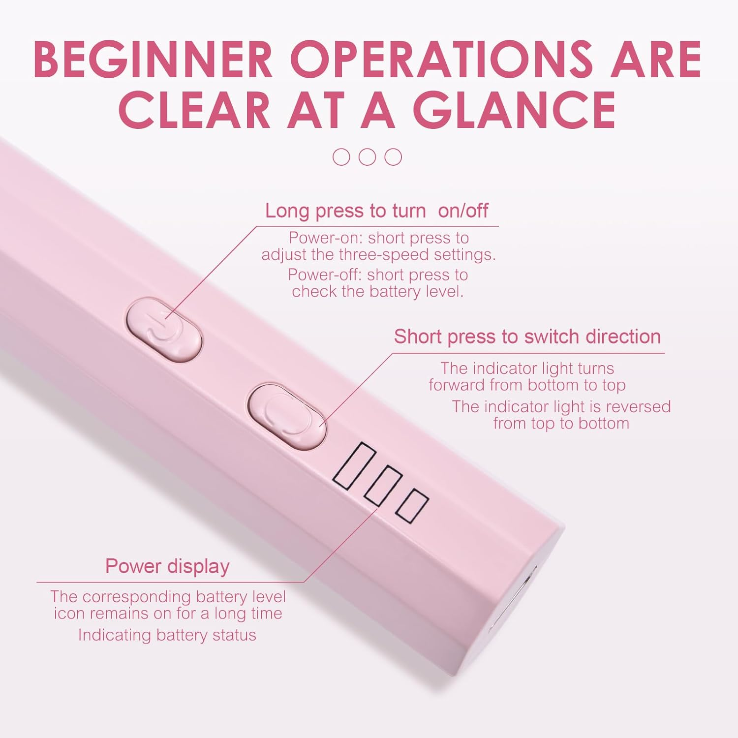 KADS Electric Nail Drill Machine Portable Electric Nail File Polishing Kit for Acrylic Gel Nails with Nail Drill Bits Sanding Bands Manicure Pedicure Efile Tool for Home Salon Design Nails (Pink) - White image number 2