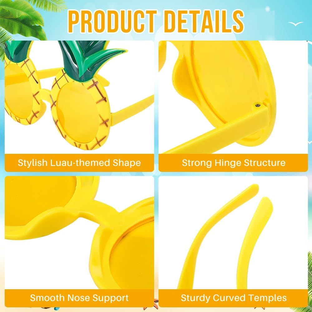 AUTOWT 8PCS Hawaiian Luau Party Glasses, Funny Summer Hawaiian Beach Party Photo Booth Props Kits with Different Shapes for Pool Aloha Party Supplies image number 2