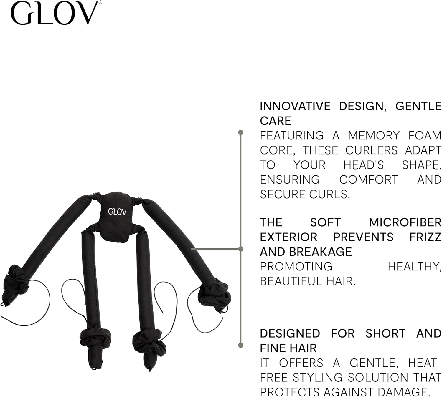 Glov Coolcurl Hair Rollers, Heat-Free for Short Hair, Memory Foam, Gentle Styling Frizz, Avoid Comfortable Curls without Heat, Easy Styling for Fine Hair