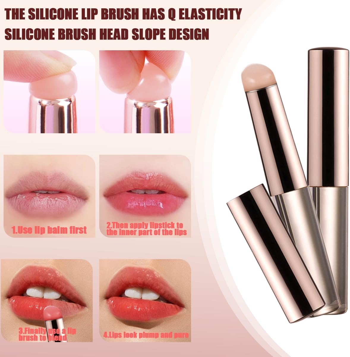 WELANE Silicone Lip Brush, 3 PCS Lip Makeup Brush for Lip Balm, Lip Gloss, Concealer (8.2 X 1.5Cm/3.22 X 0.59In) image number 4