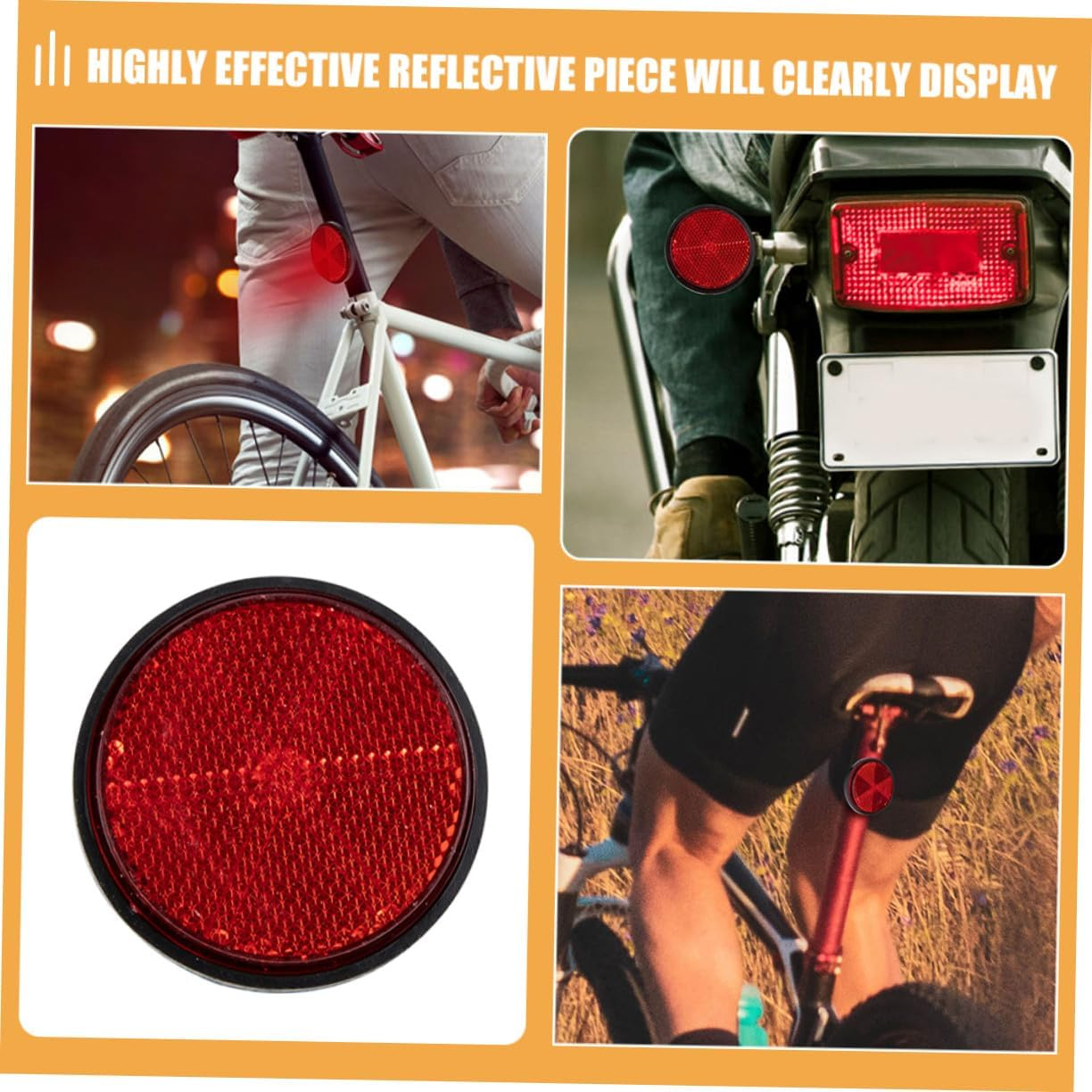 6Pcs round Plastic Bike Reflectors with Screw Design for Easy Installation Reflective Cycling Warning Fit for Mountain Bikes Motorcycles and More image number 5