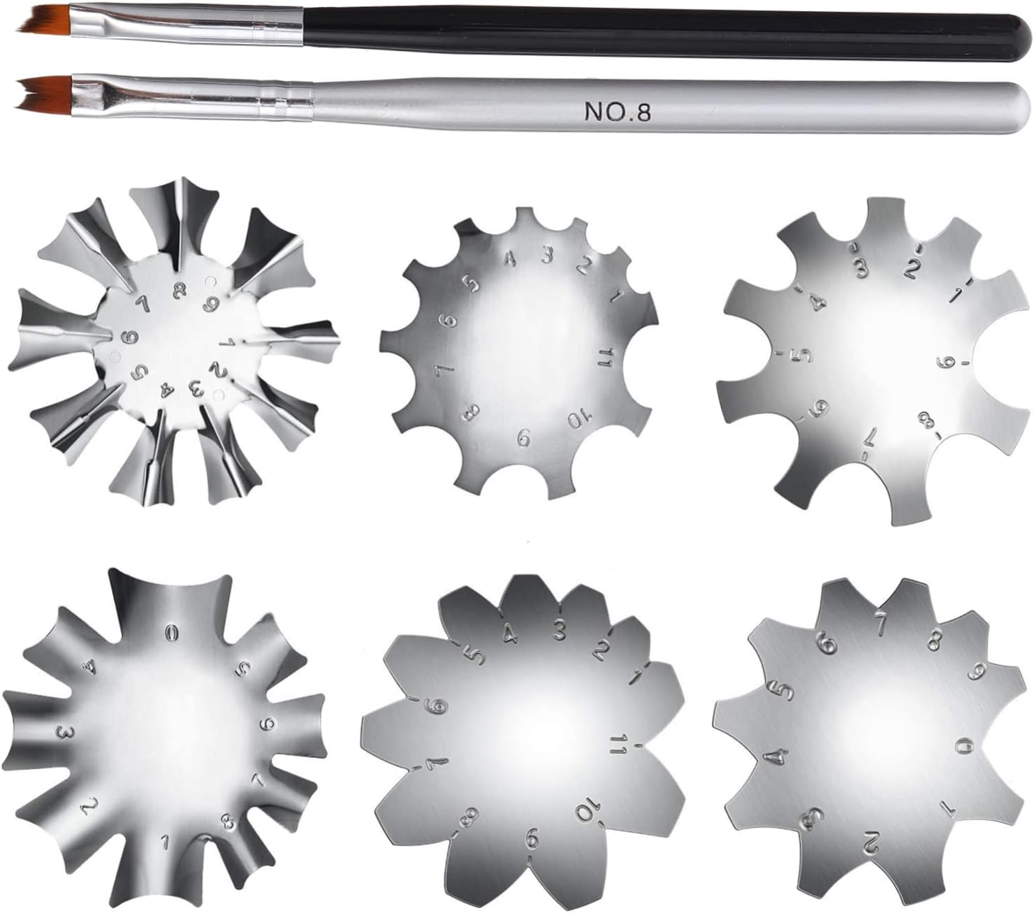 Baluue 8Pcs French Manicure Nail Template French Nail Line Cutter Stainless Steel Manicure Trimmer Tool