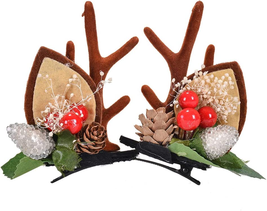LATEEFAH Christmas Reindeer Antler Headband Christmas Tree Hair Clips Deer Headband Hair Accessories