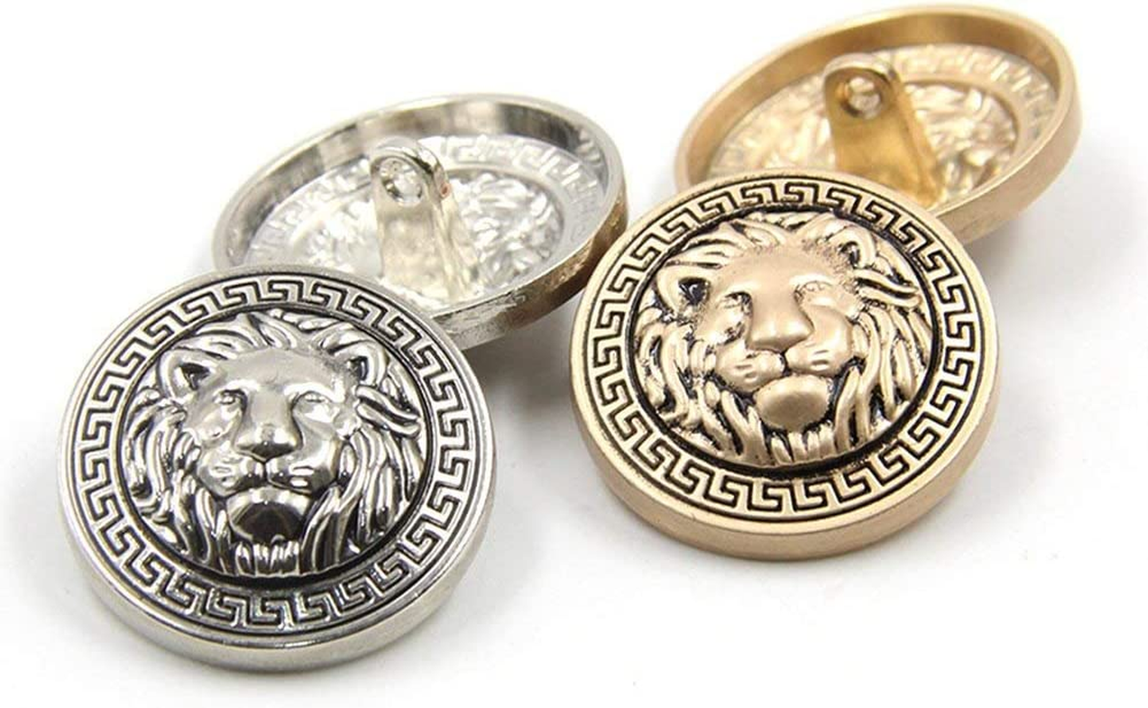 10PCS Clothes Buttons - Fashion Lion Head Sewing Button round Shaped Metal Button Set for Men Women Blazer, Coat, Uniform, Shirt, Suit and Jacket (Gold, 25Mm) image number 4