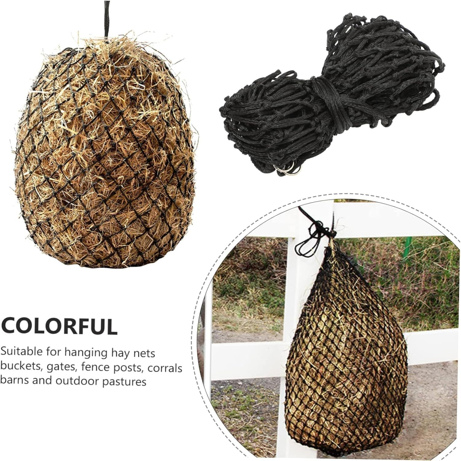 Coehaopike Hay Bags Hanging Horse Feeder Horse Straw Pouch Horse Bag Net Slow Feeding Feeder Horse Feeding Bag Woven Storage Pouch Horse Food Bag Small Bags Hanging Horse Pouch Hanging Feeder