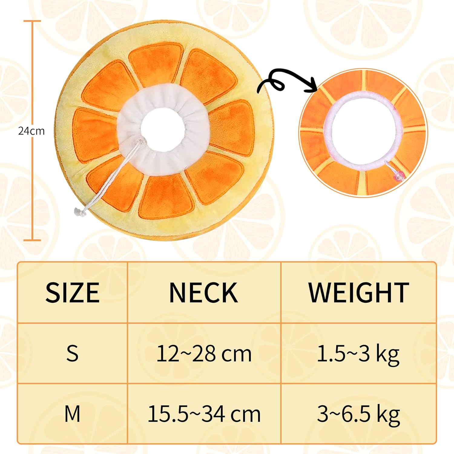 NACOCO Pet Recovery Cone Collar Cat Cute Orange E-Collar Elizabethan Collar after Surgery Recovery Pet Cone for Cat Puppy Breathable Soft Edge and Easy to Clean (Small)