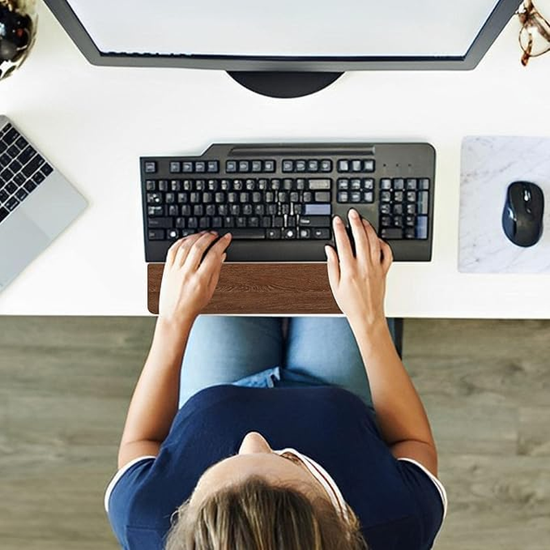 Walnut Wooden Keyboard Wrist Rest Ergonomic Gaming Desk Tenkeyless Wrist Pad Support for Computer，Laptop Easy Typing Pain Relief Durable Comfortable (Length 36Cm) image number 5