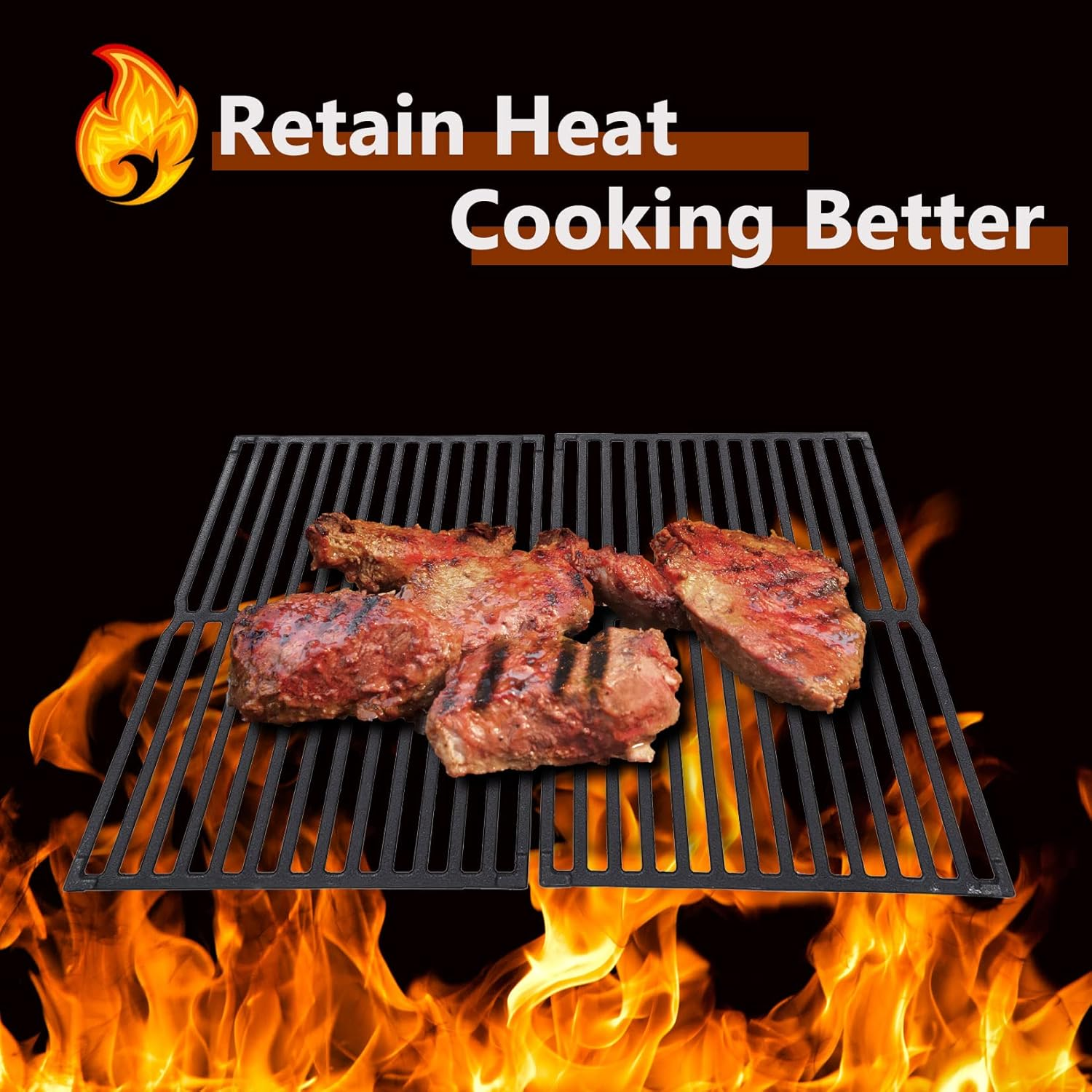 Gassaf 15" Cooking Grate for Weber Spirit 200 Series,Spirit E200, S200, S210, E210, Spirit 500, Genesis Silver A, 2-Pack Cast Iron Grill Grid Grate for Weber 7521,7522,7523,65904,65905 image number 3