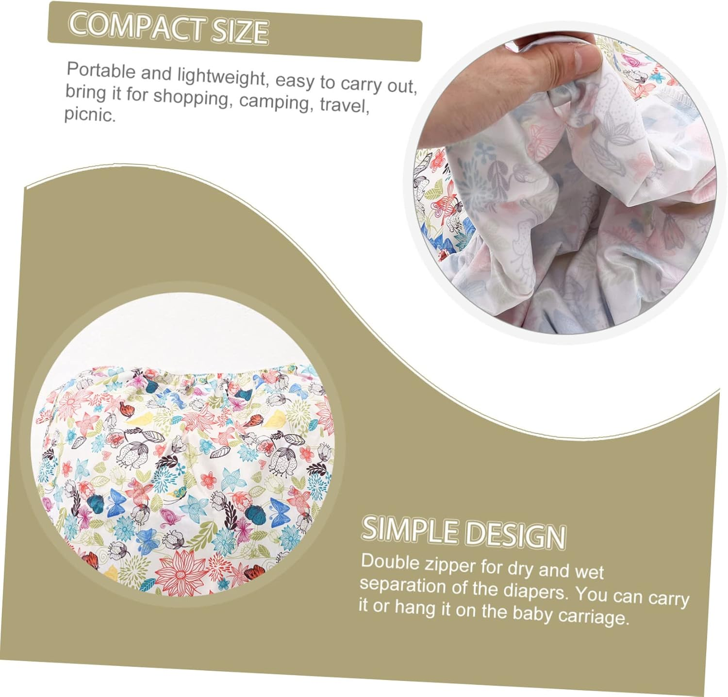 Reusable Cloth Diaper Pail Wet Bags Elastic Edge for Baby Diapers Storage 02 for Nursery and Travel