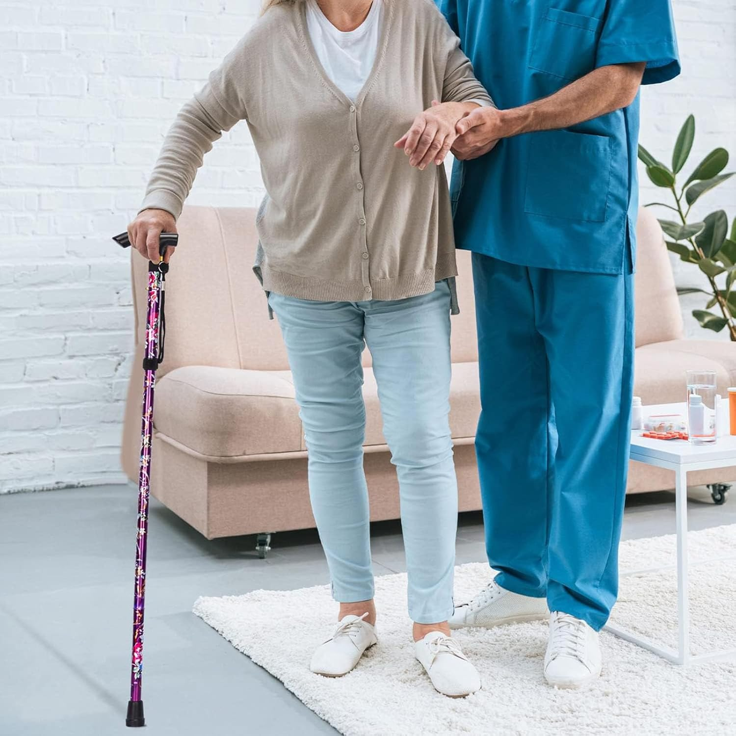 Foldable Walking Cane for Seniors,Walking Sticks for Women Folding Walking Sticks Adjustable Walking Stick， Pocket Cane Lightweight Adjustable Heavy Duty Folding Walking Stick