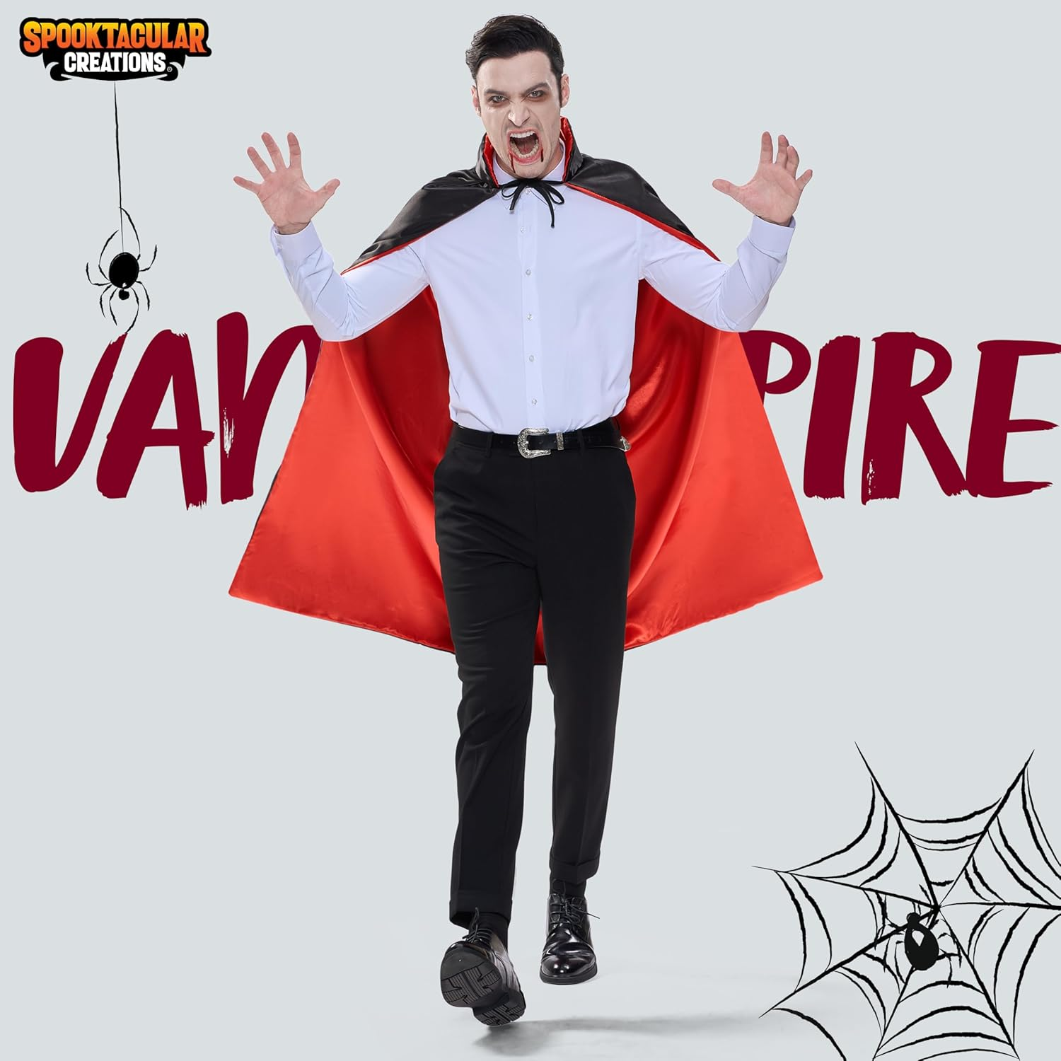 JOYIN Adult Child Unisex Vampire Costume Accessories Halloween Vampire Cape for Transylvania Dracula Theme Party image number 5