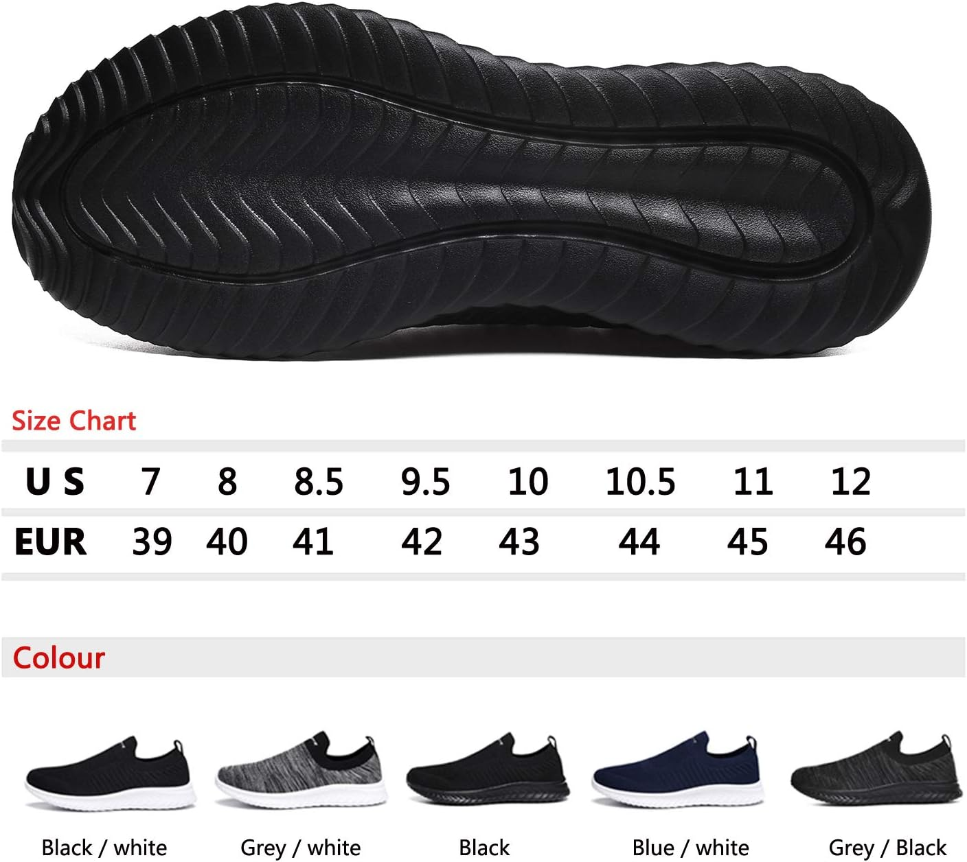 SPRGREEN Mens Laceless Slip - on Mesh Knit Sneakers for Casual Athletic Walking & Running - Lightweight, Comfortable, Breathable, Black, 9.5 image number 3