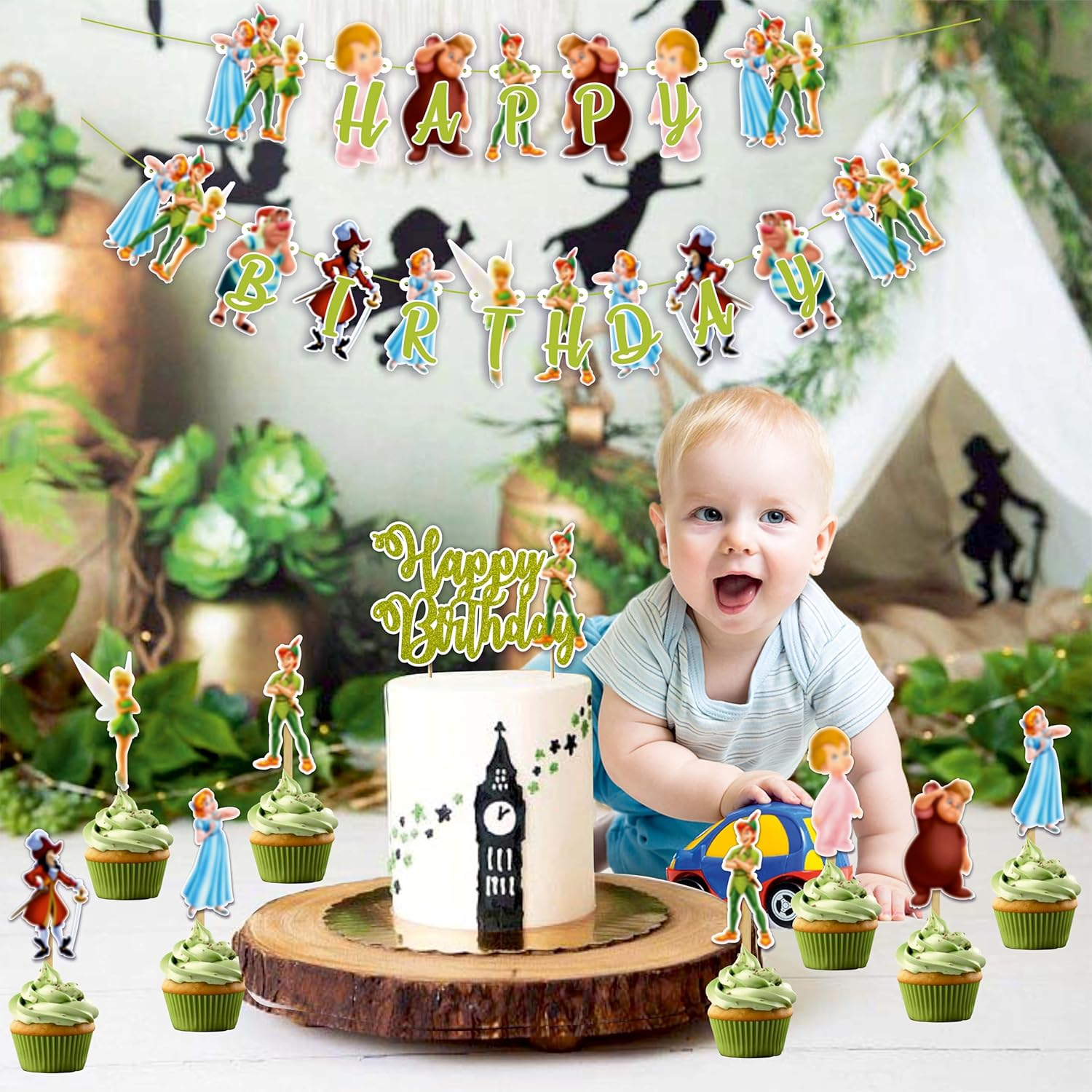 Petr Pan Theme Birthday Party Supplies &ndash; Neverland Adventure Decorations for Kids &ndash; Fun Pirate & Fairy Tale Party Set for Boys and Girls image number 6