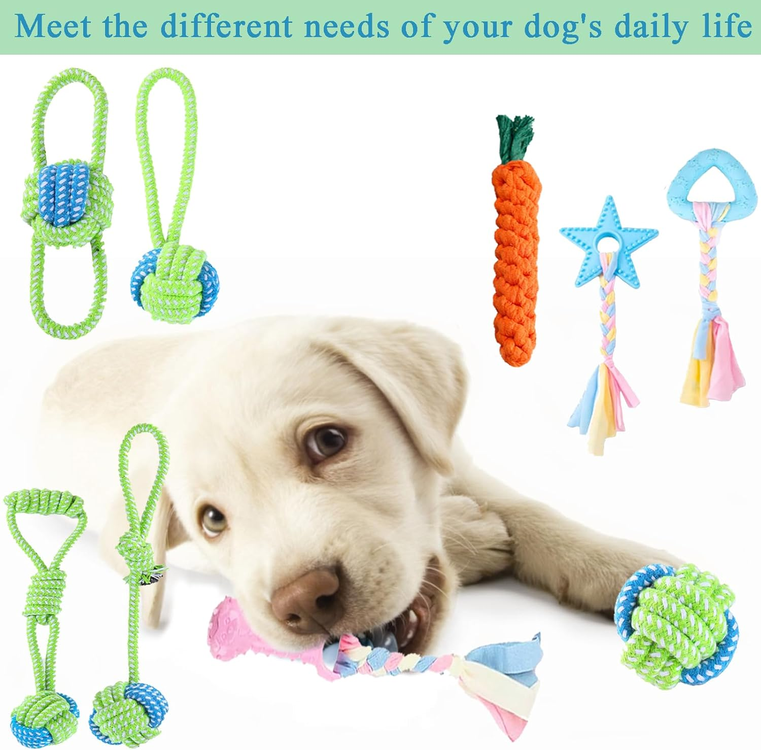 Dog Toys for Aggressive Chewers,13 Pack Dog Chew Toy,Teething Toys for Puppies,Medium,Durable Chew Toys for Small,Medium Dogs,Puppy Chew Toys,Indestructible Dog Rope Toys,Dog Squeaky Toys