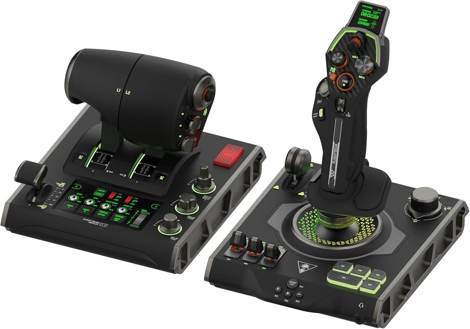 Turtle Beach Velocityone Flightdeck - Universal HOTAS Simulation Joystick & Throttle with Touch Display, Stick Mounted HUD and Contactless Sensors for Air and Space Combat on Windows 10 & 11 - Black image number 2