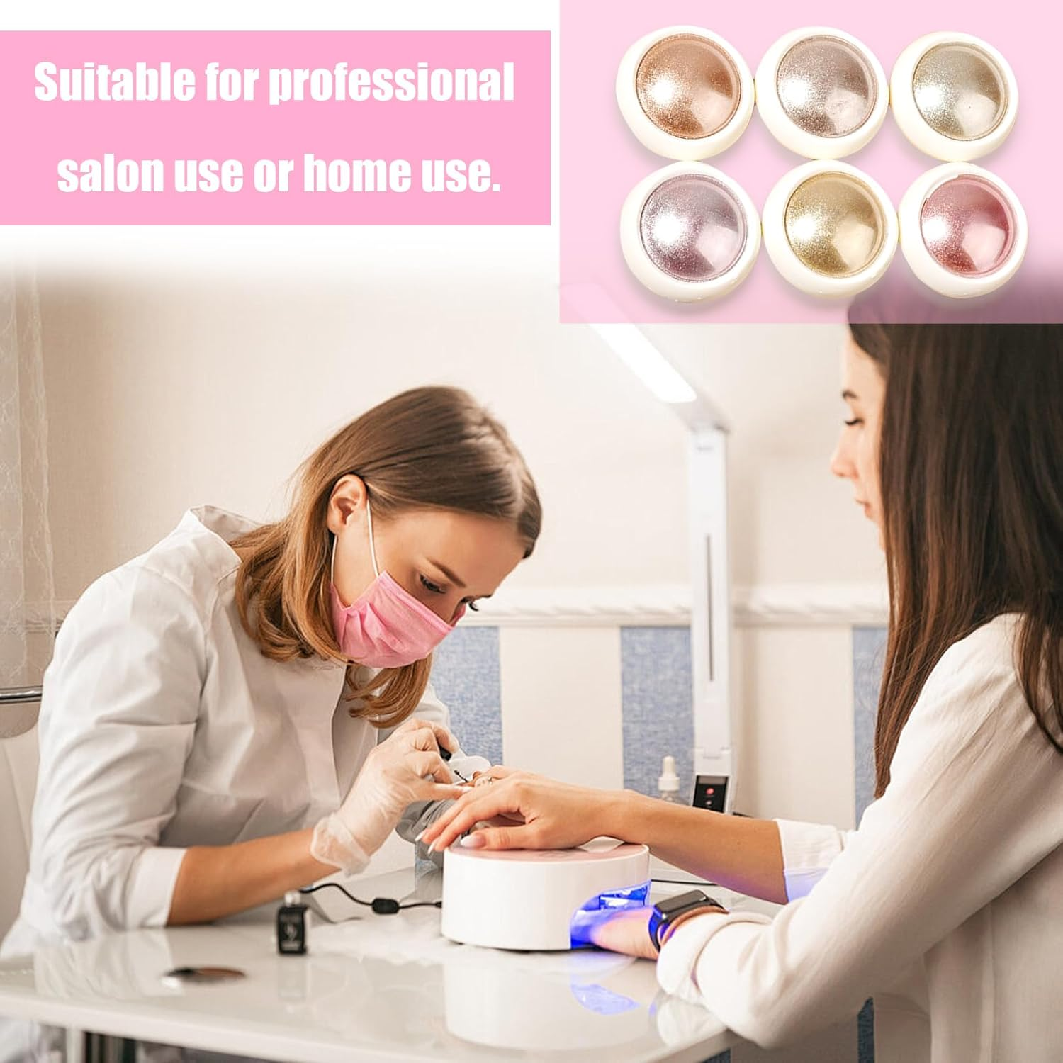 6 Pcs Chrome Nail Powder,Metallic Holo Nail Chrome Powder,Ose Gold Chrome Nail Powder Metal Nail Art Powder for Decorative Furniture,Phone Cases,Glasses Frames,Nails DIY and Other Art image number 4