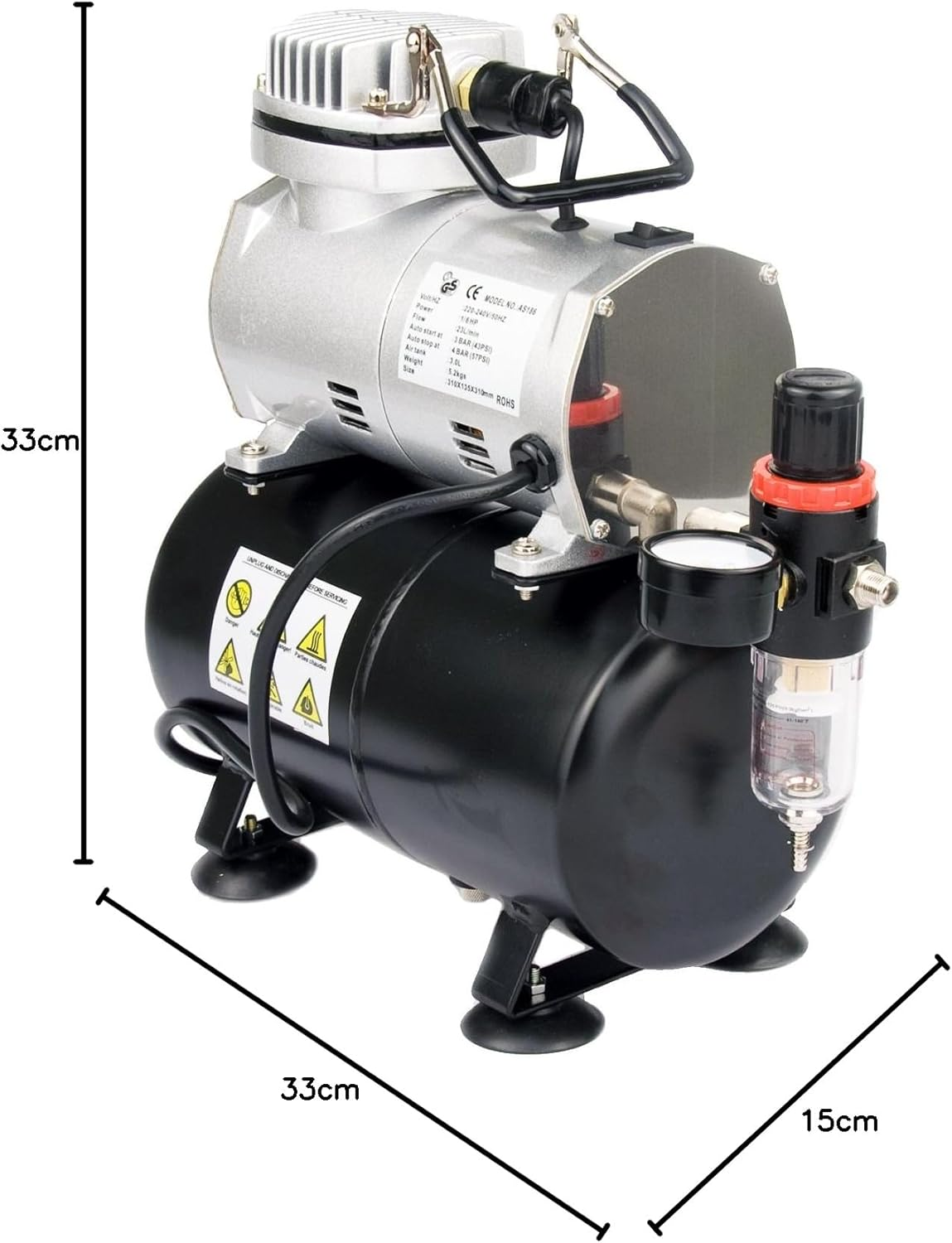 Dynamic Power HB-AS186 1/6HP Air Compressor 20-23L/Min. with 3 Litres Tank image number 2