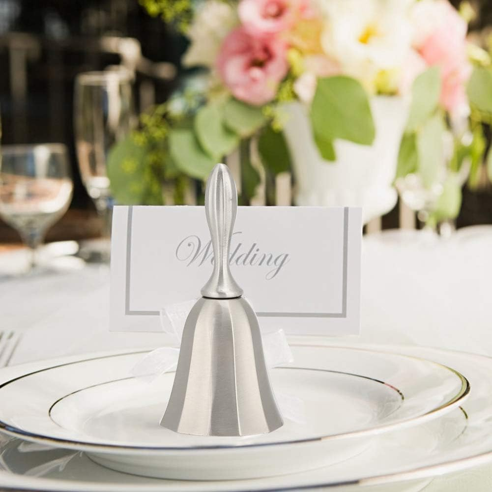 Hand Bell, Super Loud Solid Antique Bell Silver Steel Metal Handbell Service Call Alarm Jingles Ringing with Handle Used for Dinner inside Classroom Food Line Wedding Events Decoration and Game image number 3