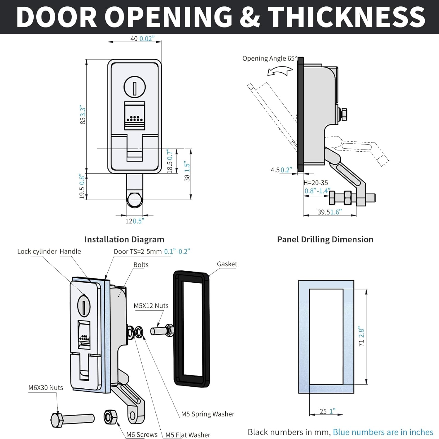 Loclink Compression Latch Lock Marine Grade Zinc Alloy for Boat Hatches, RV Camper Adjustable Lever Push Nutton Latches Hand Operated, 2-Pack with 4 Keys image number 4