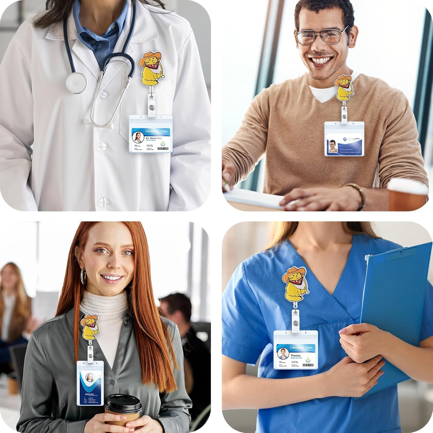 Funny Cowboy Cat Nurse Badge Reel, Cute Work Badge Holder with Retractable Clip, Pediatric Badge Buddy, Nursing Student RN LPN CNA MA Medical Worker Teacher Doctor ID Name Badge Clip Accessories - Funny Turtle image number 6