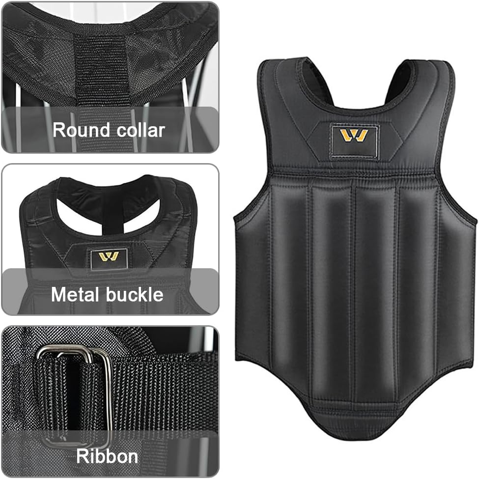 TOMVAES Chest Guard Protection Pad Adjustable Rib Shield Armour Protector, Solid Body Protector for Boxing, Karate,Mma,Taekwondo, Muay Thai for Adults (Red) - Black image number 5