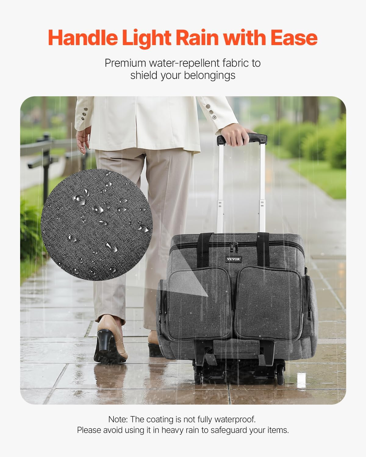 VEVOR Rolling Laptop Bag, Fits up to 15.6 Inch Laptop, Wheeled Briefcase, Teacher Roller Computer Tote Bag with Detachable Trolley & Telescopic Handle, Laptop Case for Work Travel, Women & Men (Gray) image number 5