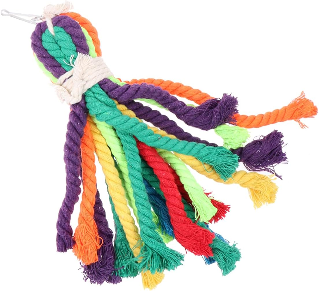 Angoily Bird Vent Toy Parrot Chewing Toy Cotton Rope String Parrot Toy Bird Gnawing Toy Random Color image number 2