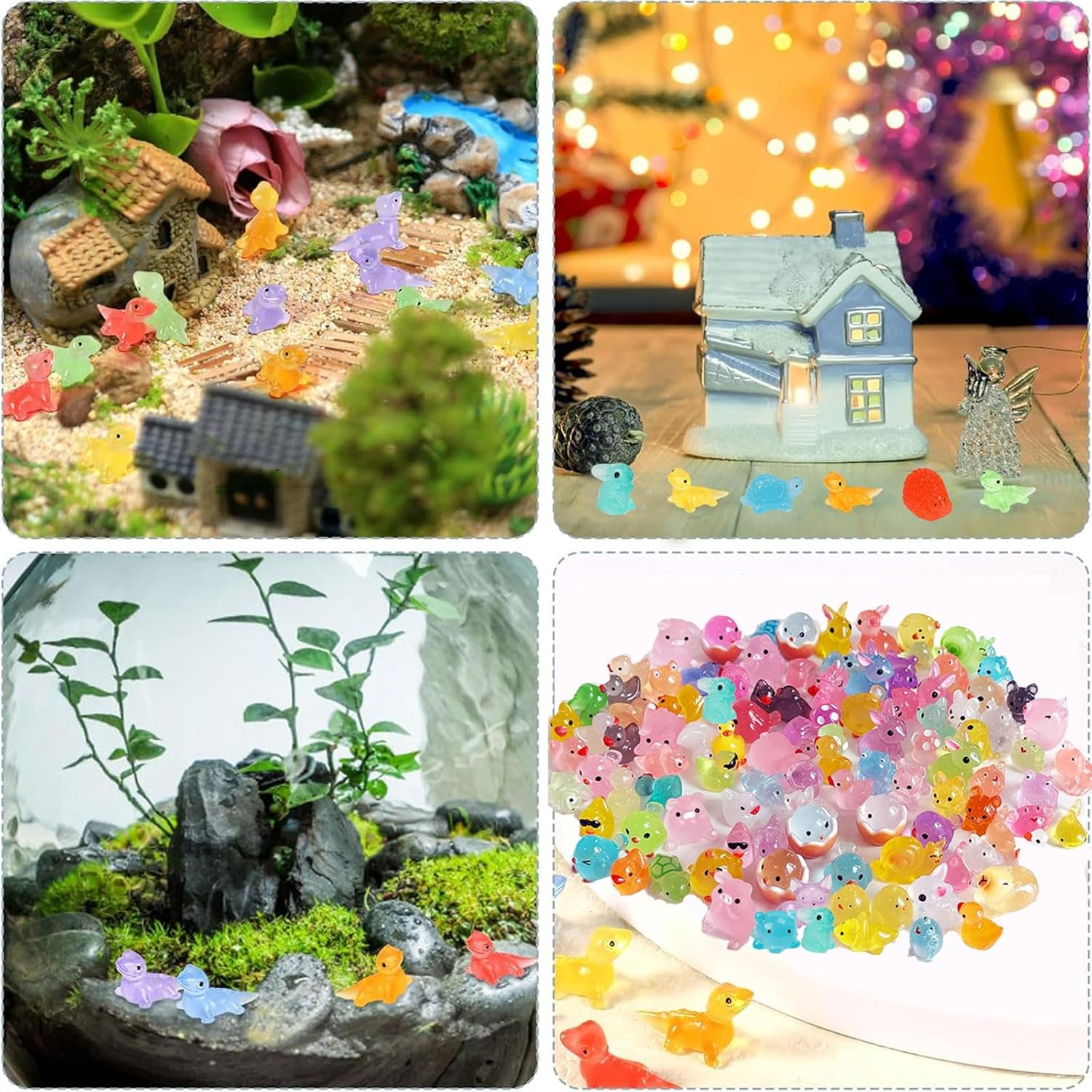 MYTOAU 60 PCS Mini Resin Animals Set, Luminous Resin Animals Figures for Family Crafts Aquarium Garden Landscape Dollhouse Ornament Potted Decorations DIY Accessories(Style and Color Are Random) image number 3