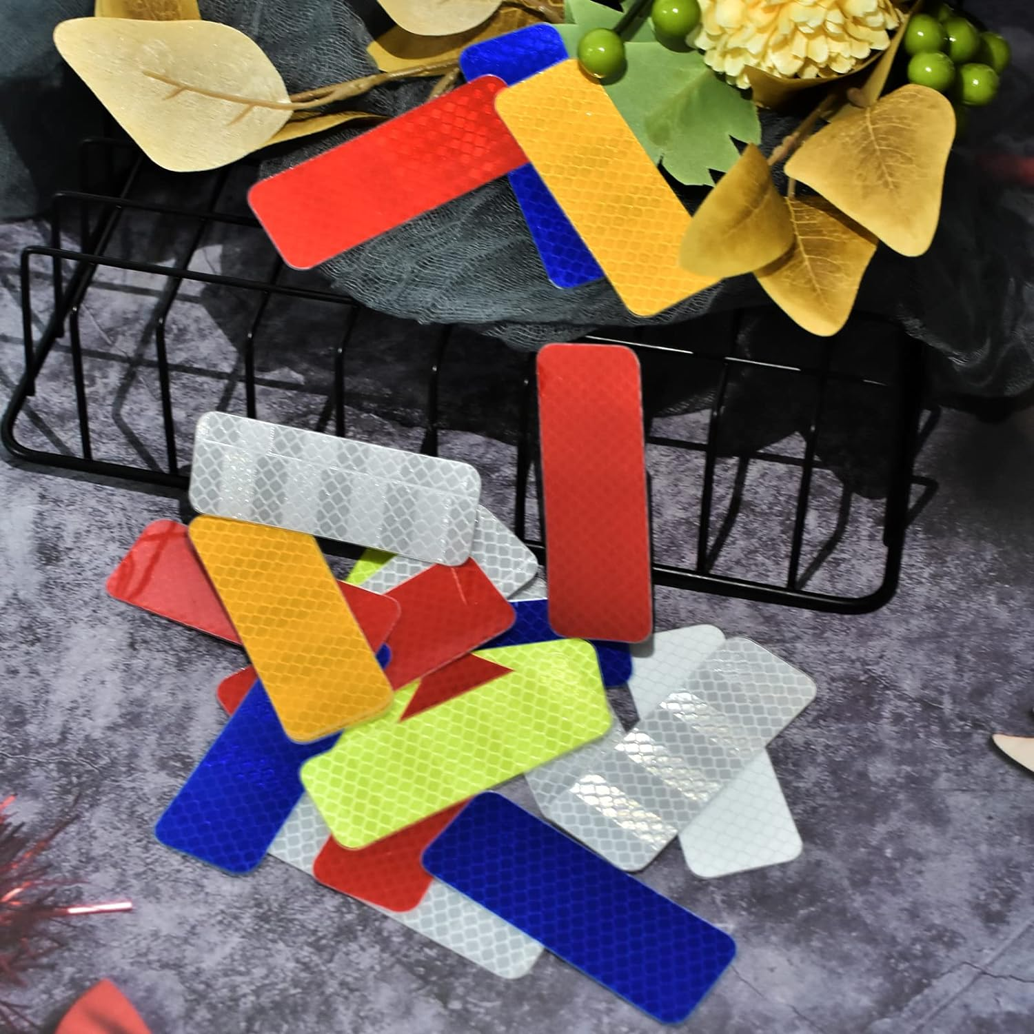 25 Pcs Warning Reflective Stickers Assortment - Outdoor Waterproof Reflective Tape Safety Stickers - 1.2X3.25Inch Driveway Reflectors for Night Visibility image number 4