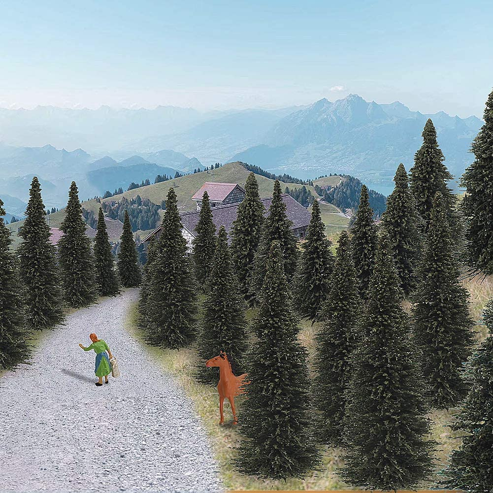 50PCS Dark Green Pine Model Cedar Trees 52Mm for Model Railroad Scenery Landscape Layout HO N Scale New S0805 image number 4