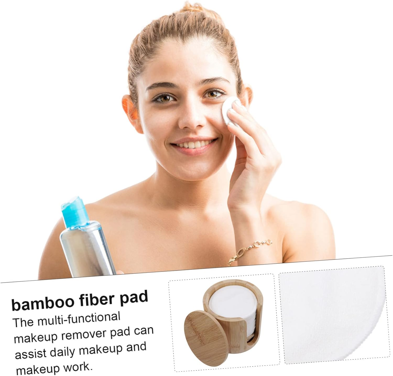 1 Set Reusable Bamboo Fiber Makeup Remover Pads Set Gentle Cleansing Rounds with Storage Jar for Safe and Comfortable Face Cleaning and Portable image number 1