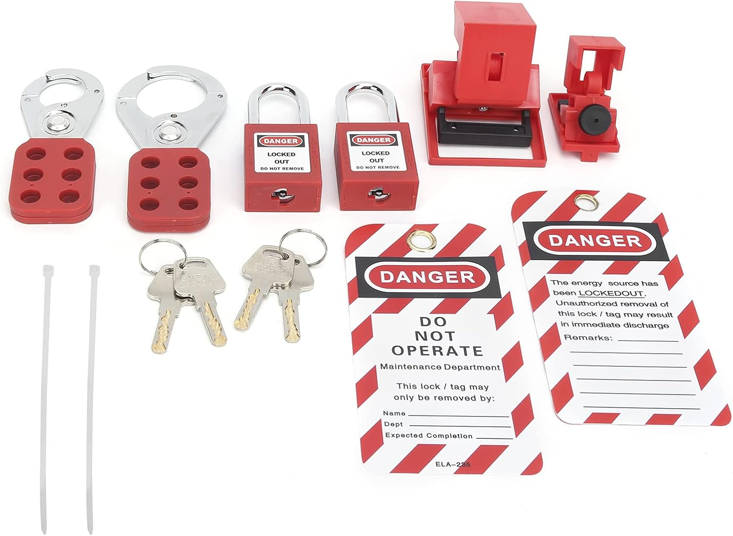 Lockout Tagout Kit, Multifunctional Clamp on Circuit Breaker Locks with Security Padlocks, Warning Tags, Portable Bag, for Electrical Safety image number 3