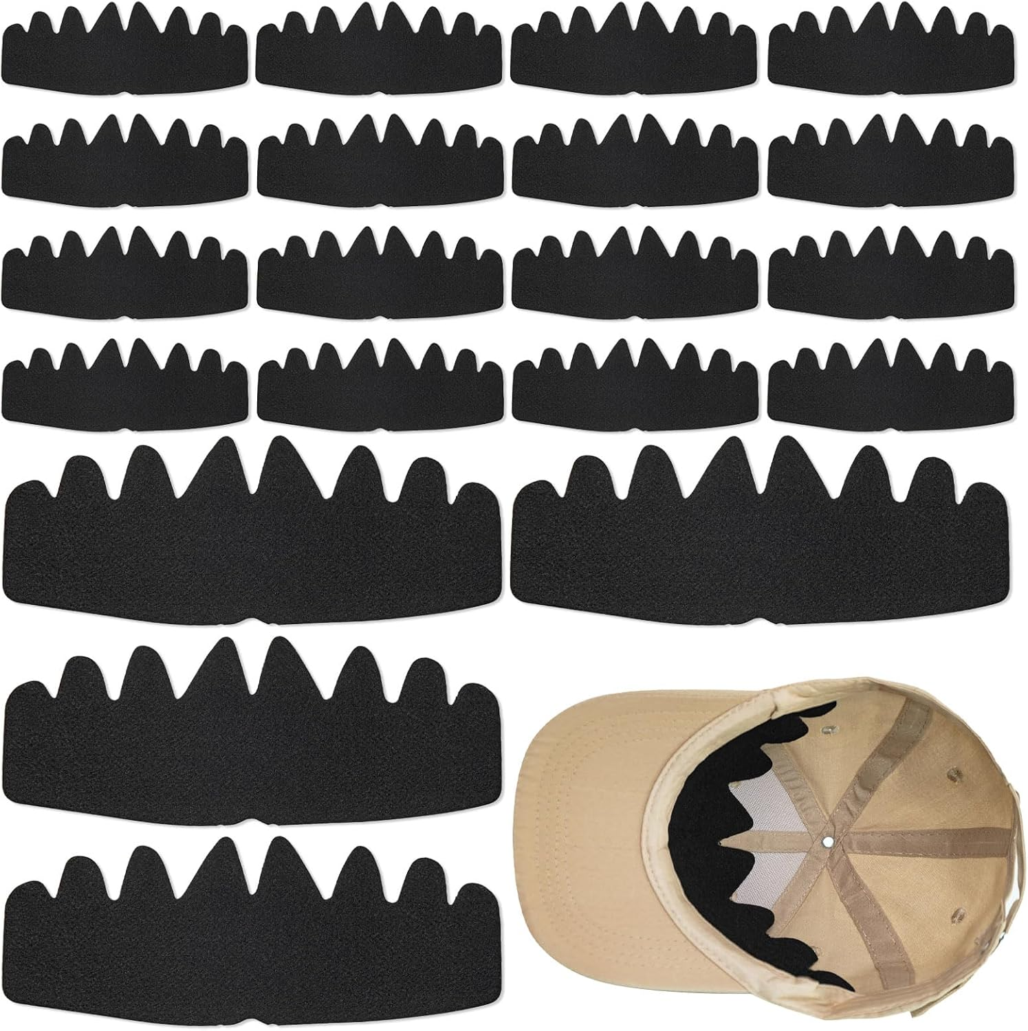 20 Pcs Baseball Cap Inserts, Washable Resuable Felt Hat Sweat Liner, Flexible Soft Hat Shaper Insert Cap Fitter Inserts image number 1