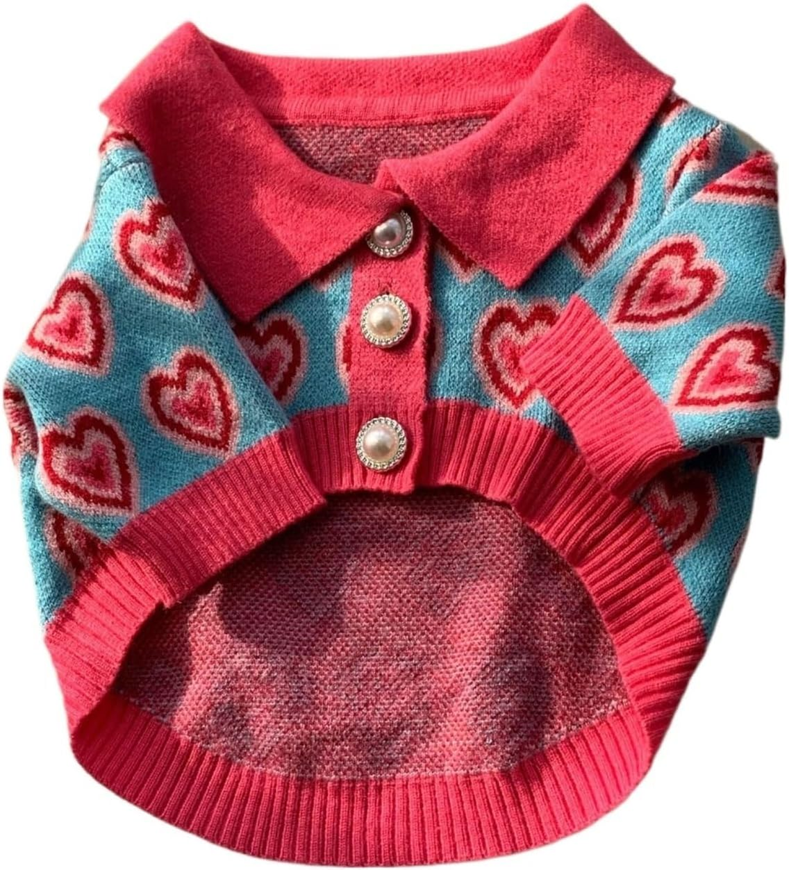 Dog Clothes Sweater Heart Puppy Sweater Pet Fall/Winter Apparel Animal Pattern Dog Clothes Teddy Bichon Soft Pullover Warm Pet Warm (Color : A, Size : L) image number 2