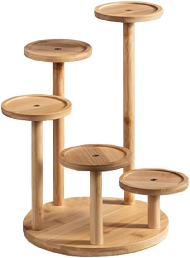 5-Tier Wooden Plant Stand &ndash; Tall round Bamboo & Wood Shelf Rack for Indoor/Outdoor Use, Multi-Tier Desktop Plant Holder for Living Room, Balcony, Patio, Garden, Office Decoration image number 1