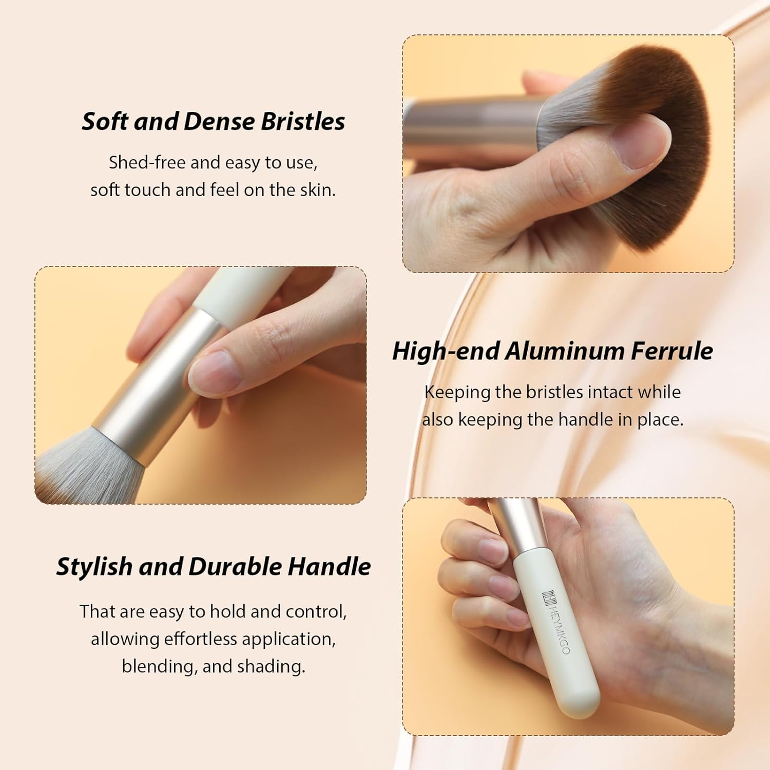 Makeup Brushes, HEYMKGO 18Pcs Professional Makeup Brush Set with 2 Powder Puff & Travel Bag, Premium Synthetic Foundation Powder Blush Blending Face Brush Kit, Eyeshadow Makeup Brushes & Tools image number 4