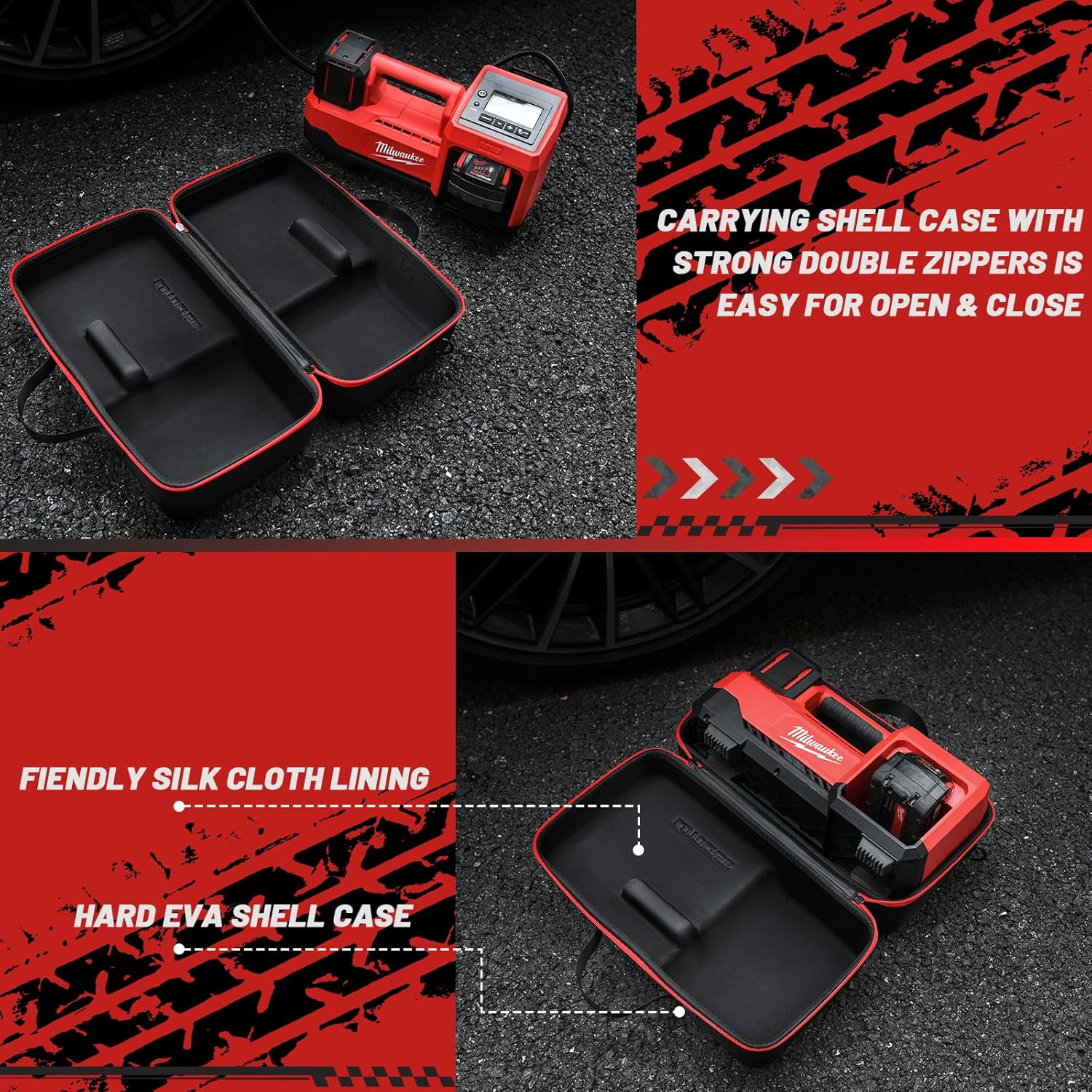 Air Compressor Hard Case for Milwaukee M18 Inflator 2848-20, Air Pump Storage Carrying Bag for Milwaukee Tools - Included Neck Strap image number 5