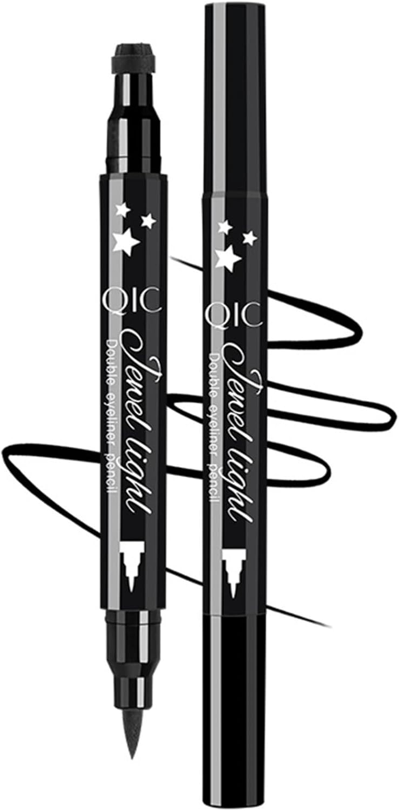 RUNQHUI Waterproof Liquid Eyeliner Stamp 4 in 1 Stars Hearts Moon Flowers Easy Apply Winged Eyeliner Makeup for Women Girls Type a One Size