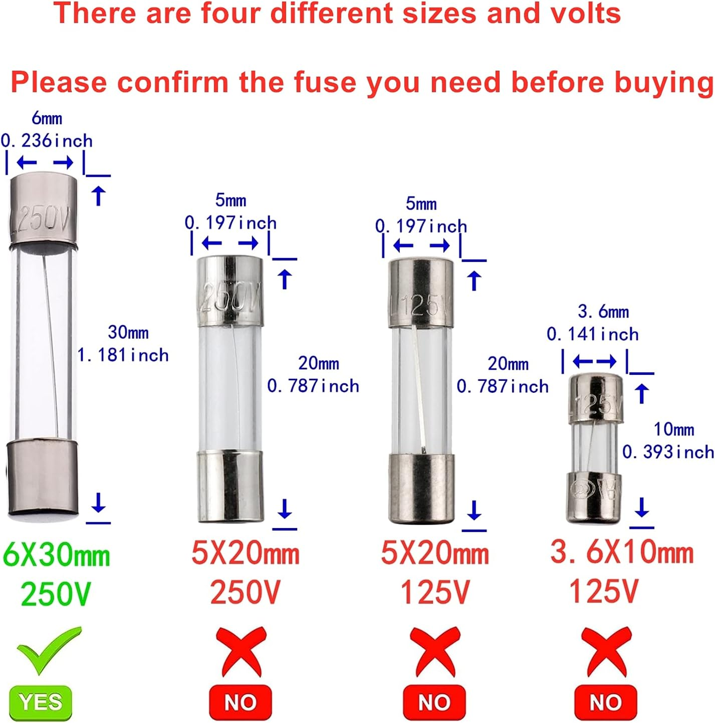 Bojack 6 X 30 Mm 2.5 a 250 V 0.24 X 1.18 Inch F2.5AL250V 2.5 Amp 250 Volt Fast-Blow Glass Fuses (Pack of 18) image number 1